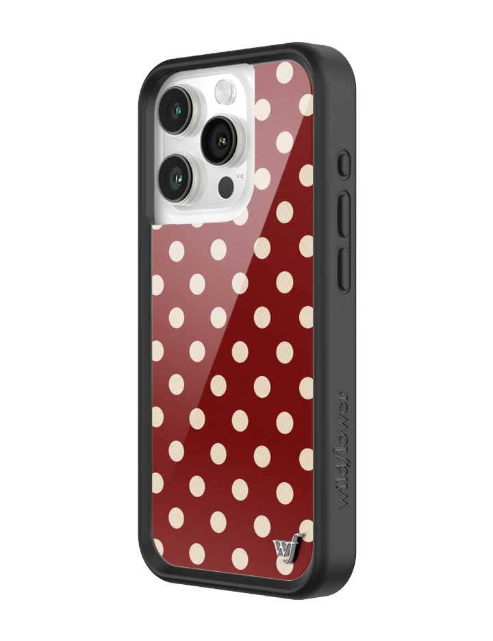 Wild Flower Polka Dot Burgundy and Cream iPhone Case