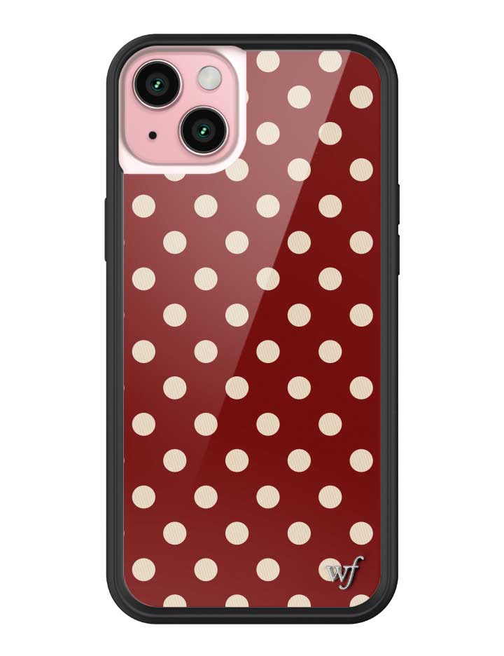 Wild Flower Polka Dot Burgundy and Cream iPhone Case