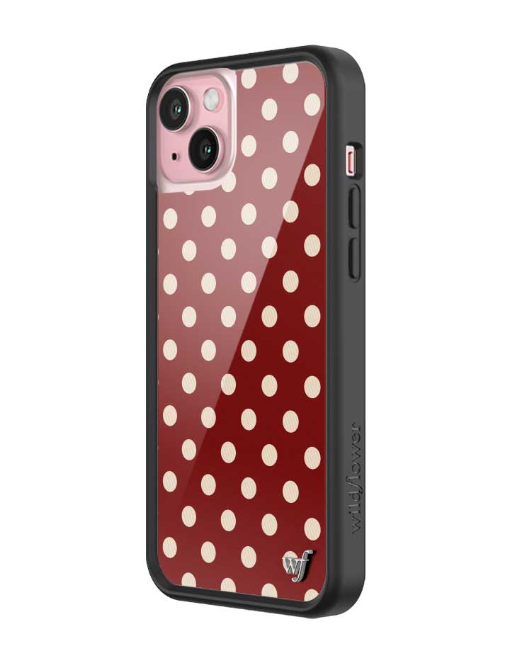 Wild Flower Polka Dot Burgundy and Cream iPhone Case
