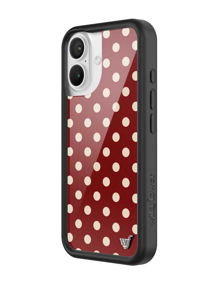 Wild Flower Polka Dot Burgundy and Cream iPhone Case