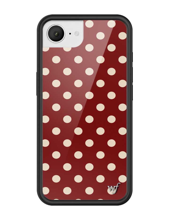 Wild Flower Polka Dot Burgundy and Cream iPhone Case