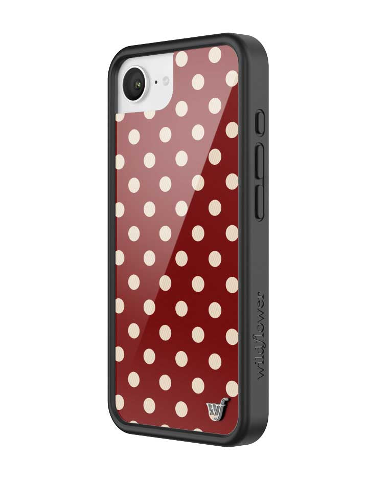 Wild Flower Polka Dot Burgundy and Cream iPhone Case
