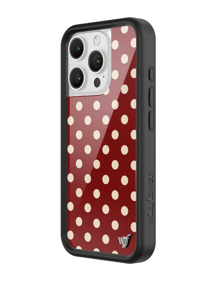 Wild Flower Polka Dot Burgundy and Cream iPhone Case
