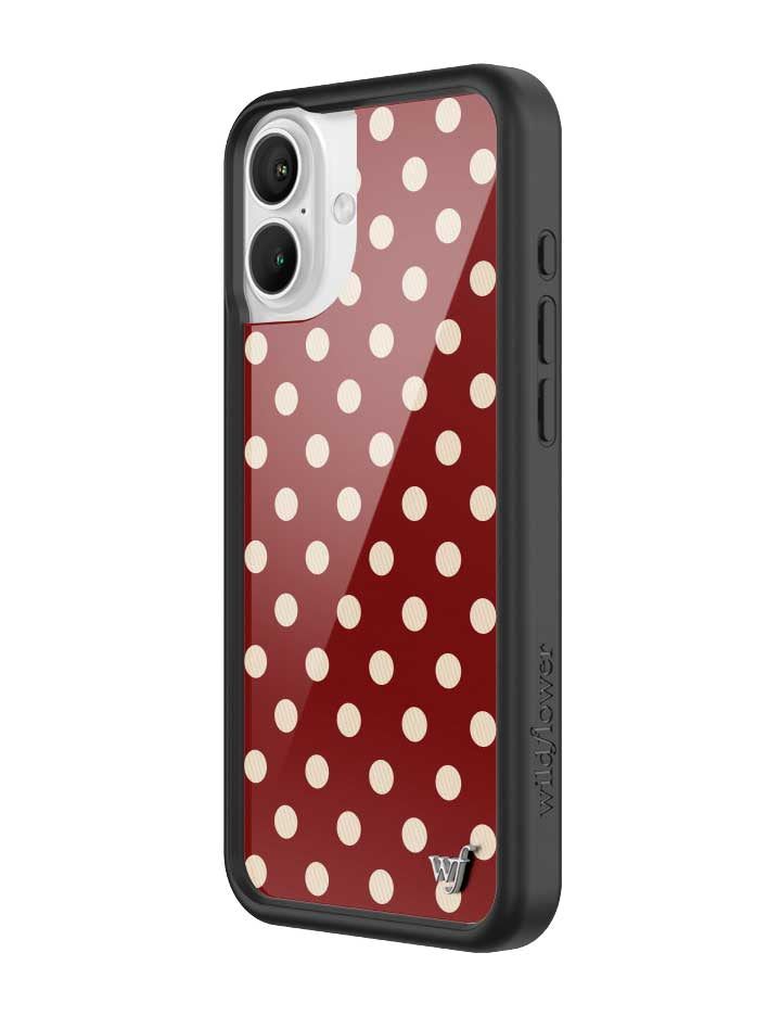 Wild Flower Polka Dot Burgundy and Cream iPhone Case