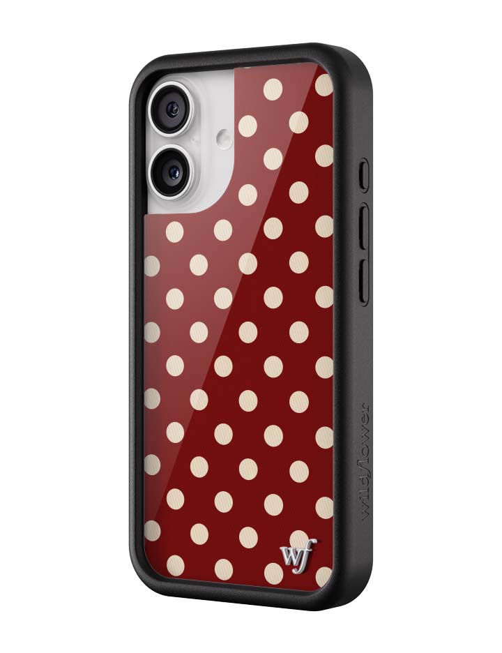 Wild Flower Polka Dot Burgundy and Cream iPhone Case