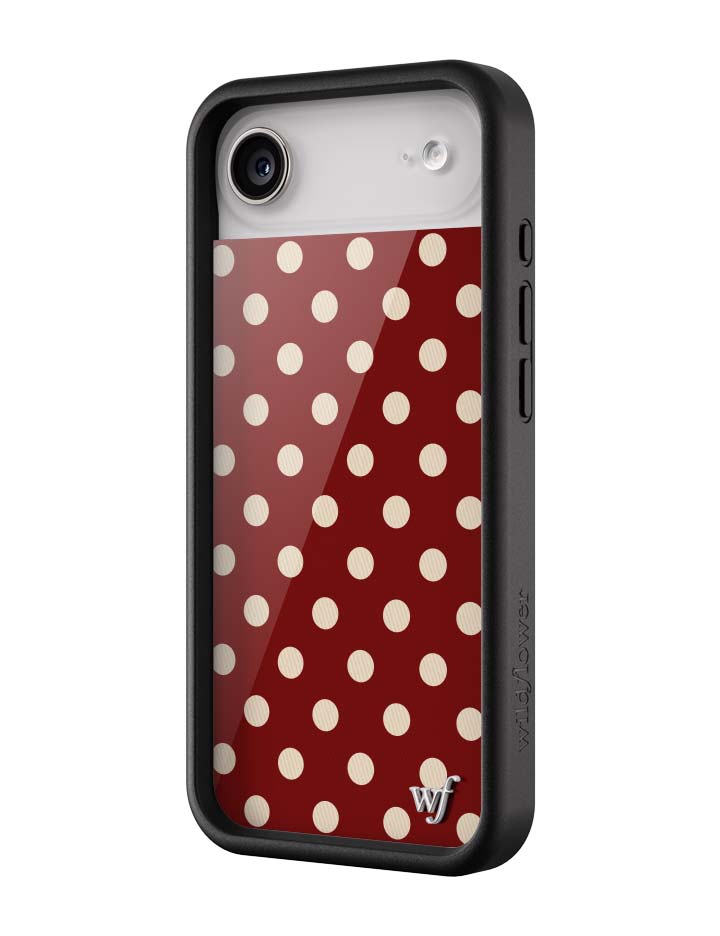 Wild Flower Polka Dot Burgundy and Cream iPhone Case