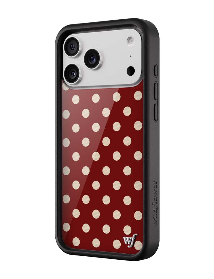 Wild Flower Polka Dot Burgundy and Cream iPhone Case