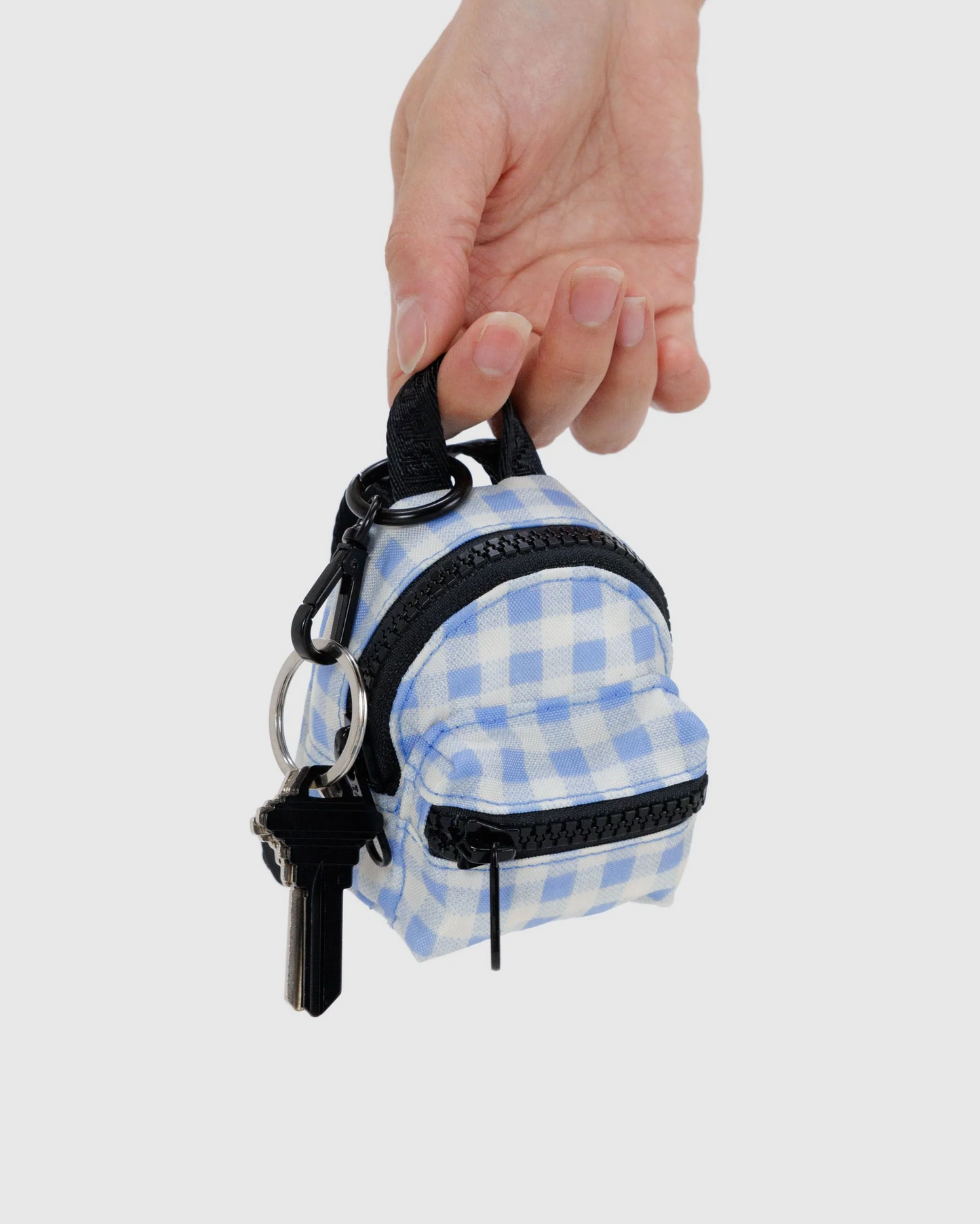 Baggu Backpack Charm | Light Blue Gingham 
