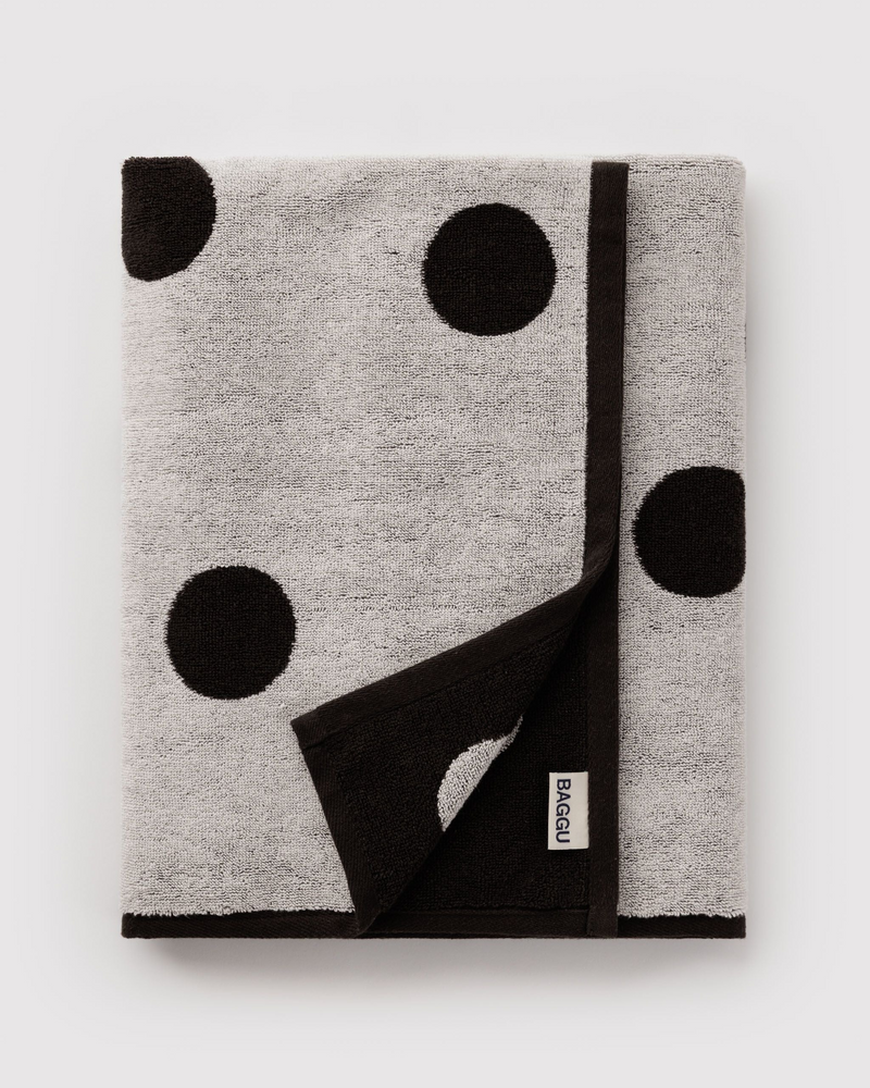 Baggu Bath Towel | Cream and Black Polka Dot