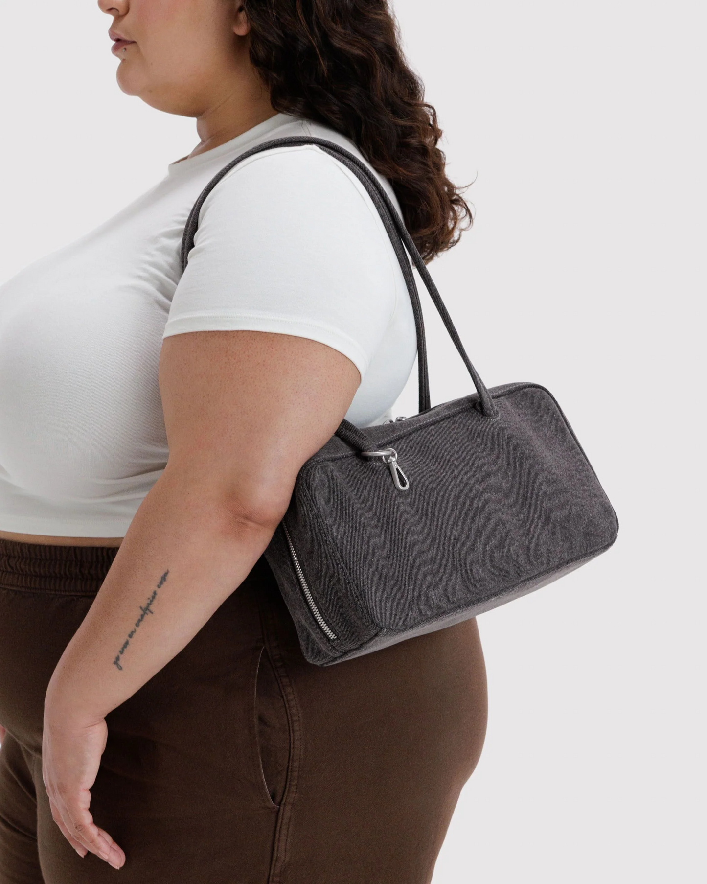 Baggu Denim Bowler Bag | Washed Black Denim