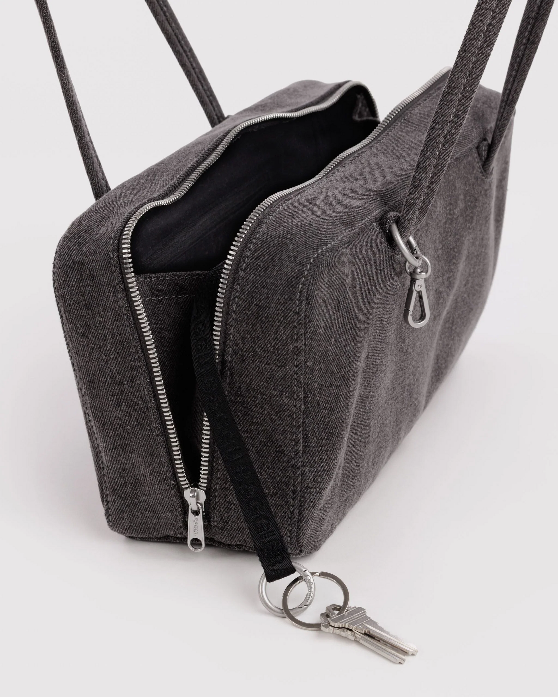 Baggu Denim Bowler Bag | Washed Black Denim