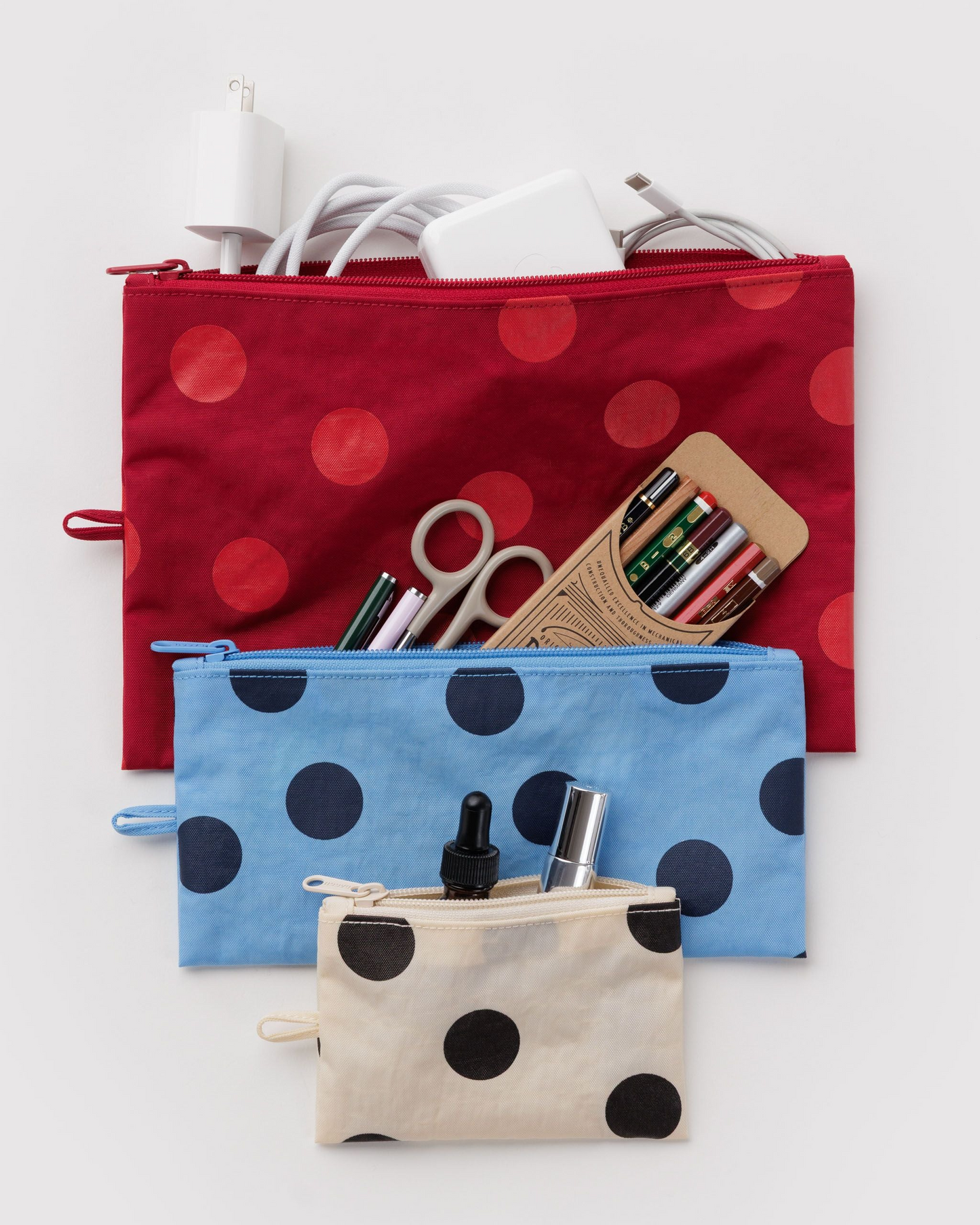 Baggu Flat Pouch Set | Polka Dot Mix