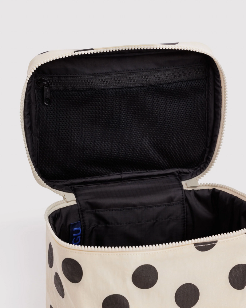 Baggu Large Cosmetic Case | Cream and Black Polka Dot