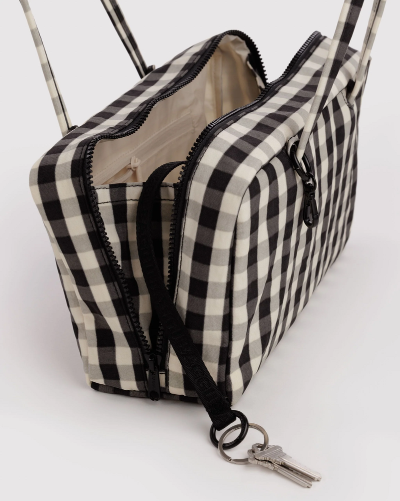 Baggu Nylon Bowler Bag | Black and Cream Gingham 
