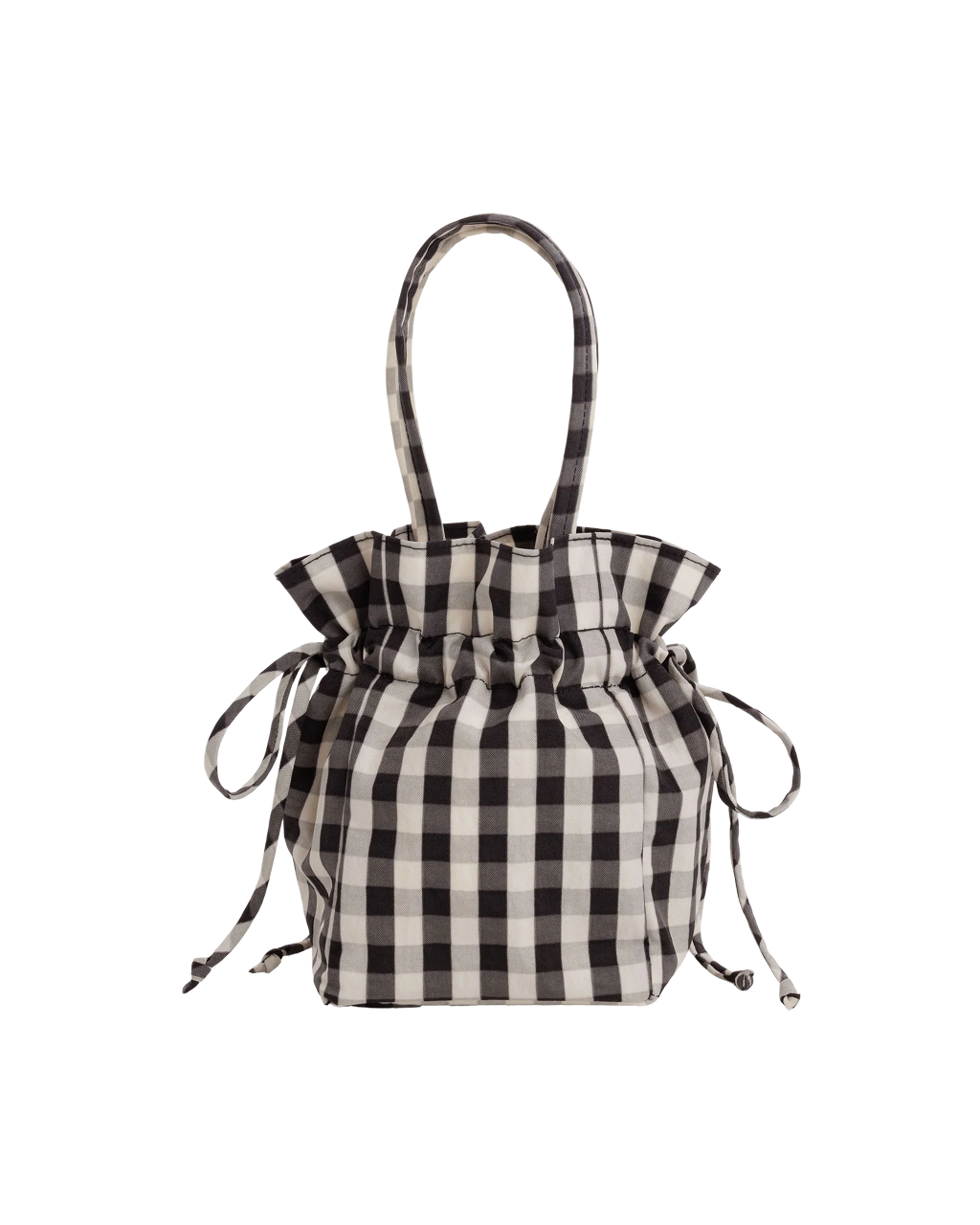Baggu Nylon Drawstring Bag | Black and Cream Gingham 