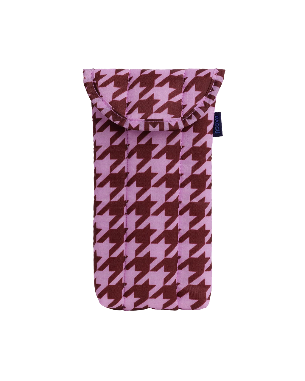 Baggu Puffy Glasses Sleeve | Pink Houndstooth 