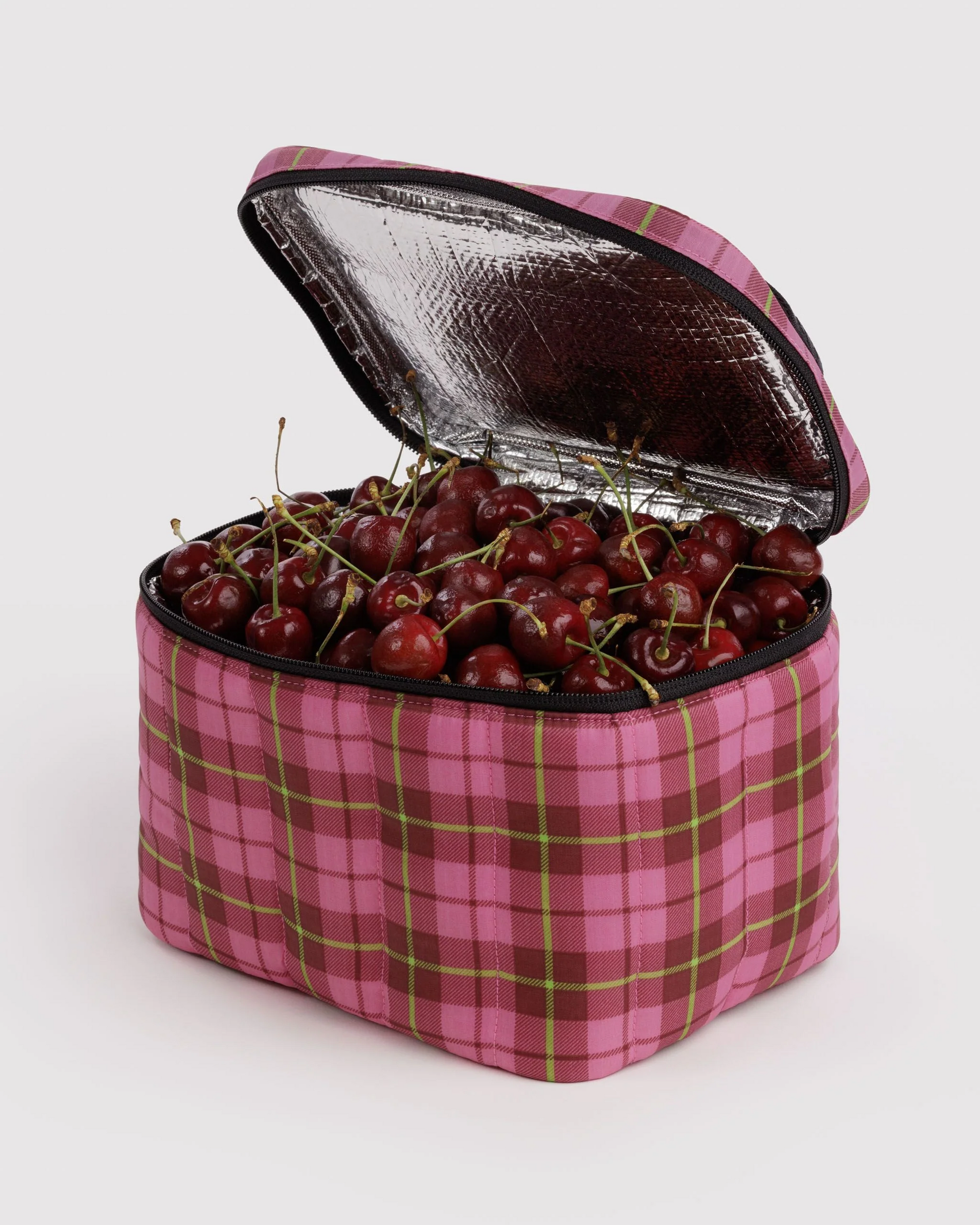 Baggu Puffy Laptop Sleeve 16" | Azalea Pink Tartan 