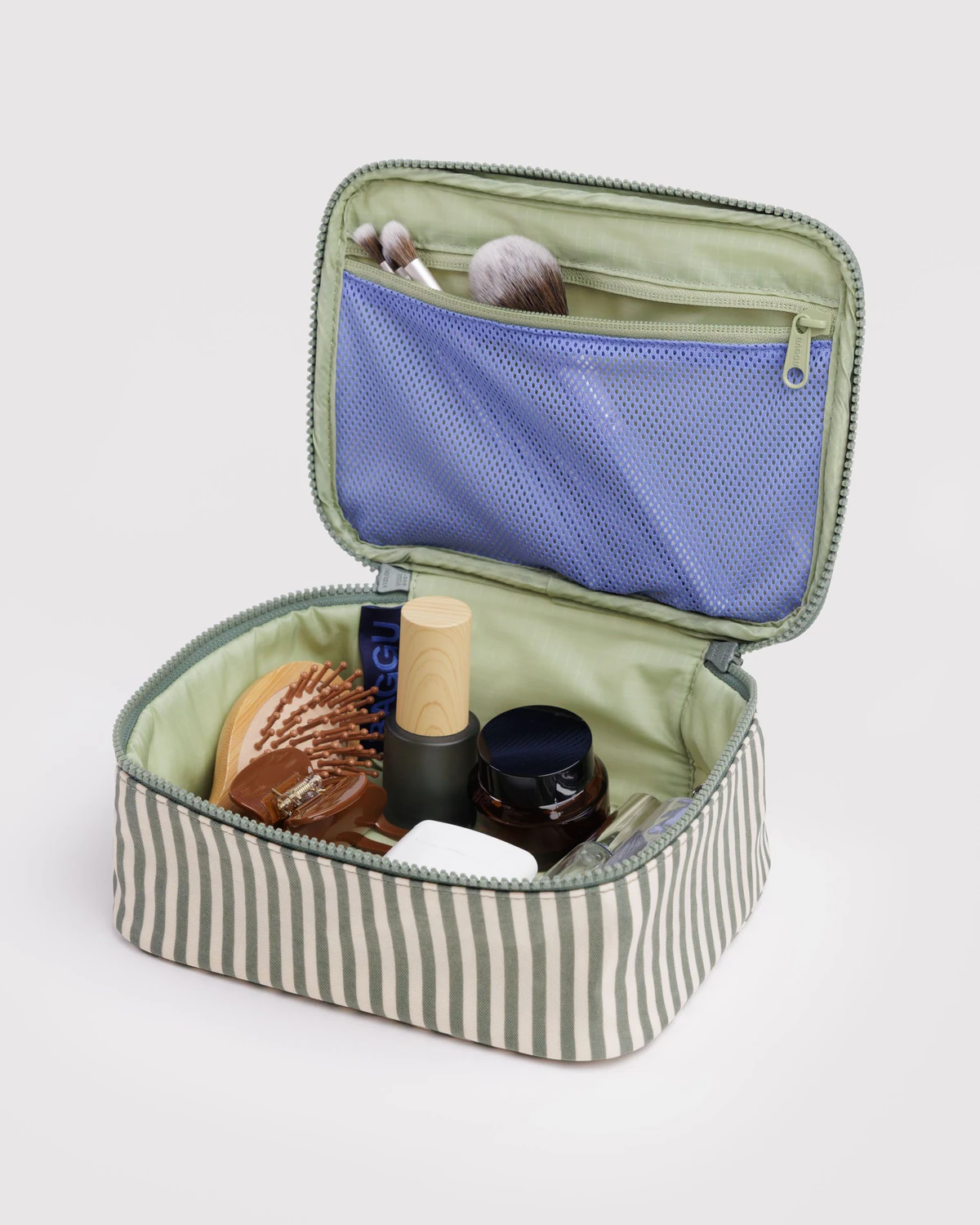 Baggu Small Cosmetic Case | Sage Stripe
