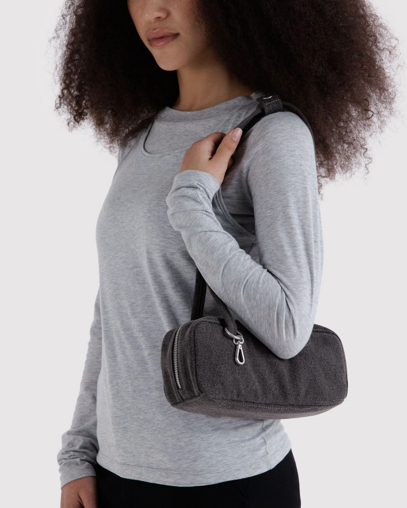 Baggu Small Denim Bowler Bag | Washed Black Denim 