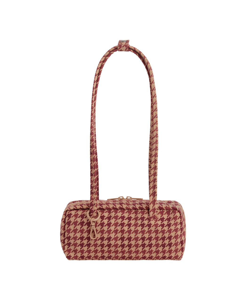 Baggu Small Nylon Bowler Bag | Tan Houndstooth 