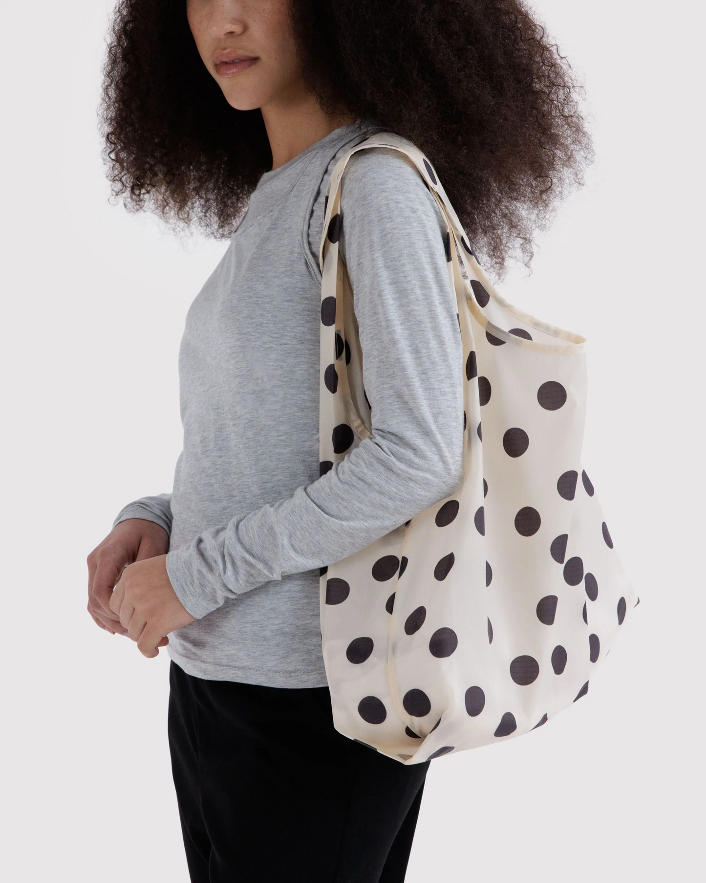 Baggu Standard Reusable Bag | Cream and Black Polka Dot 