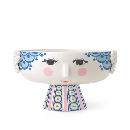 Bjørn Wiinblad Eva Bowl on Stand, Blue, Ø: 9.4"