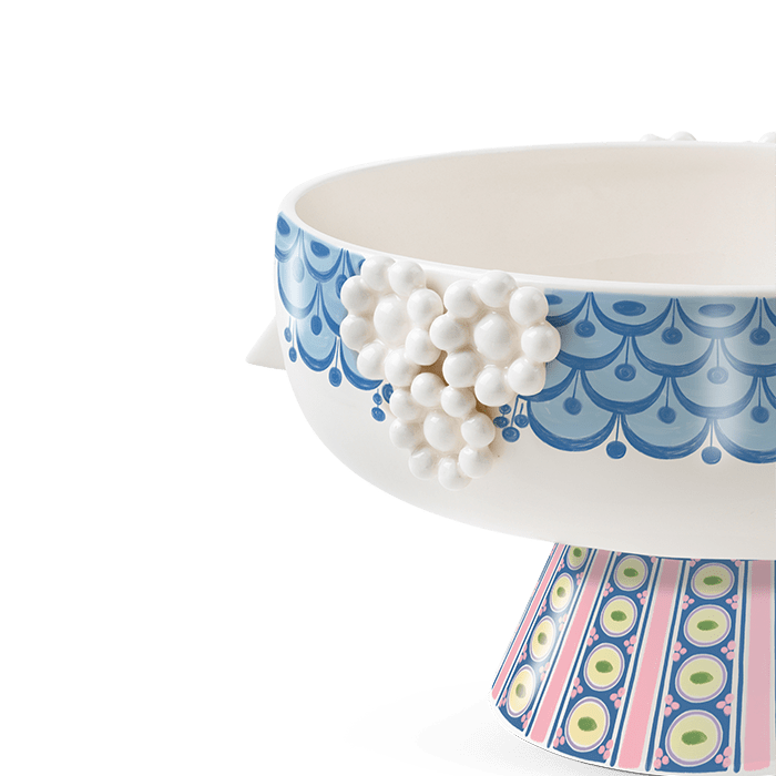Bjørn Wiinblad Eva Bowl on Stand, Blue, Ø: 9.4"