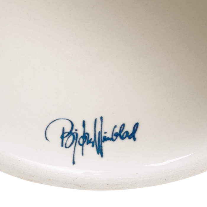 Bjørn Wiinblad Eva Bowl on Stand, Blue, Ø: 9.4"