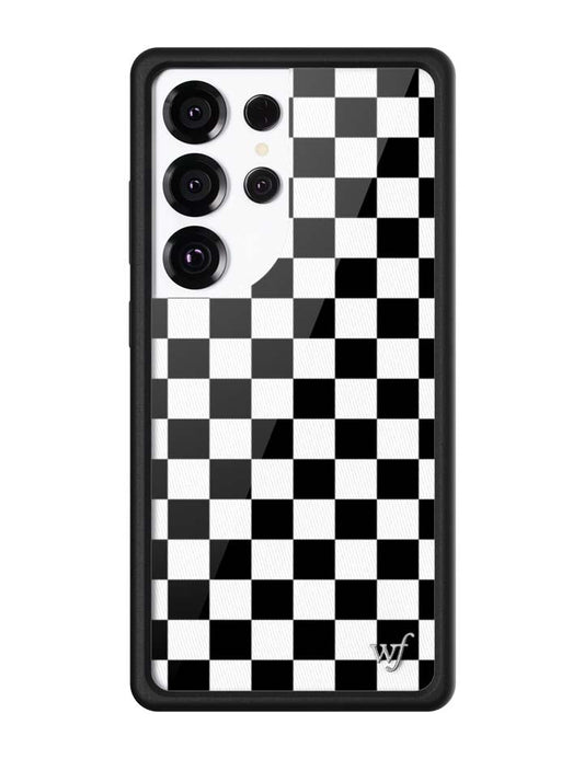 Wild Flowers Checkers Black Samsung Galaxy Case