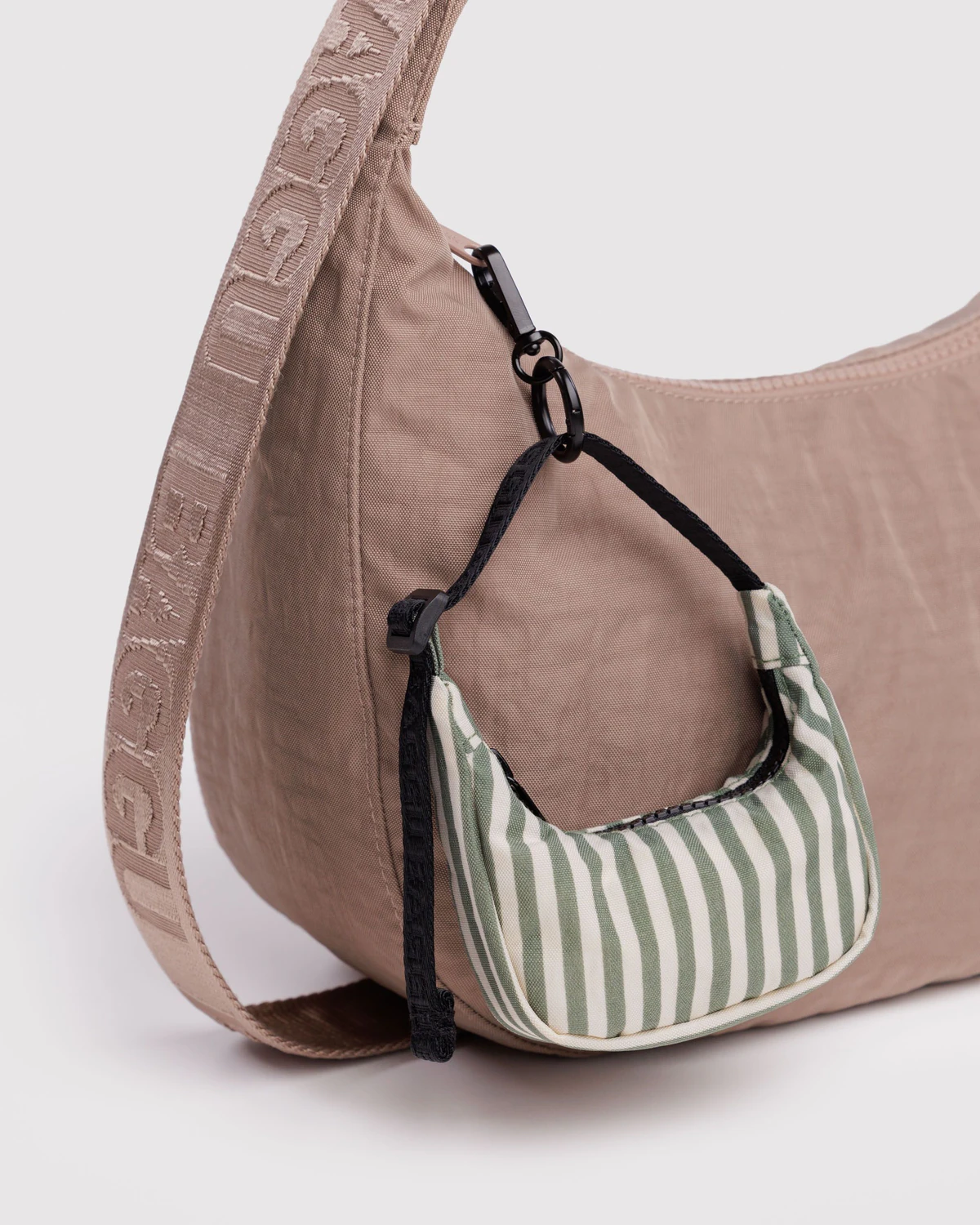 Crescent Bag Charm | Sage Stripe