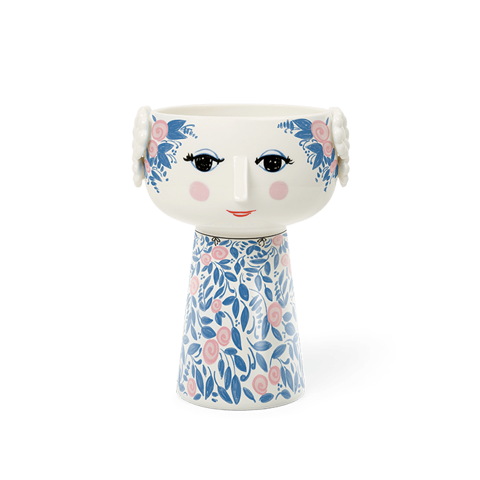 Bjørn Wiinblad Eva Vase, Blue/Rose, H: 7.3"