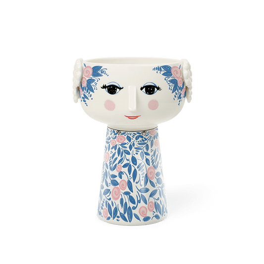 Bjørn Wiinblad Eva Vase, Blue/Rose, H: 7.3"