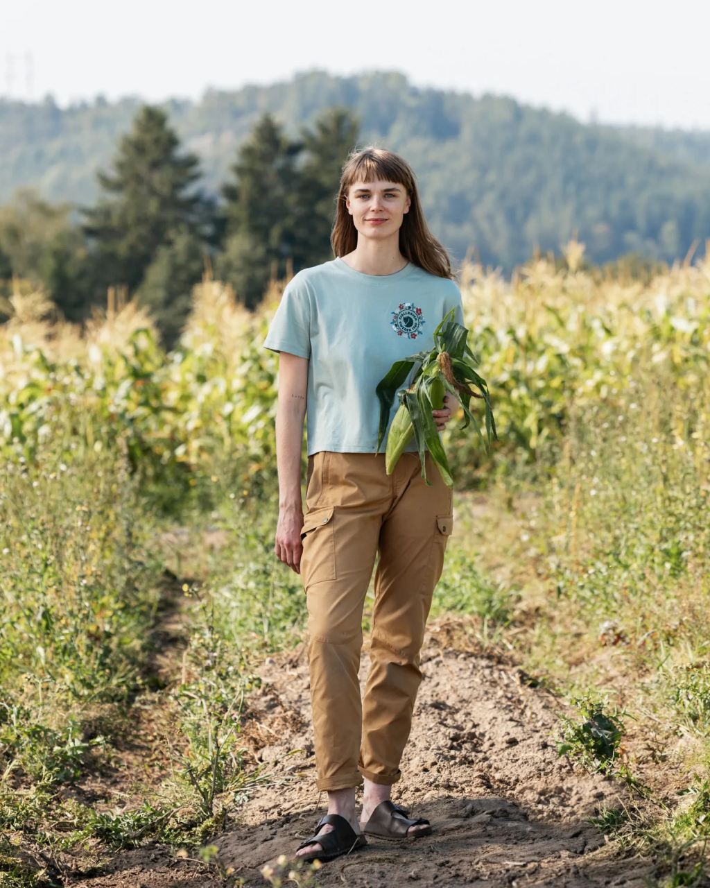 Fjallraven Fjällblomster Logo T-shirt - Women's | Misty Green