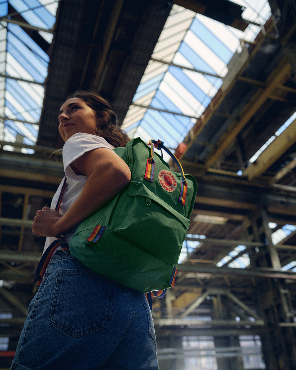 Fjallraven Kanken Rainbow Backpack | Green