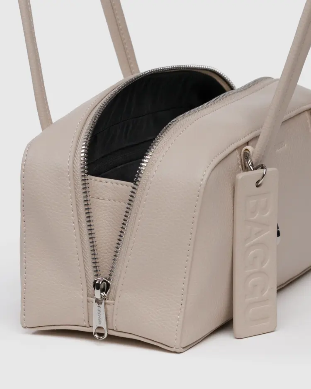 Small Recycled Leather Bowler Bag BAGGU | Stone