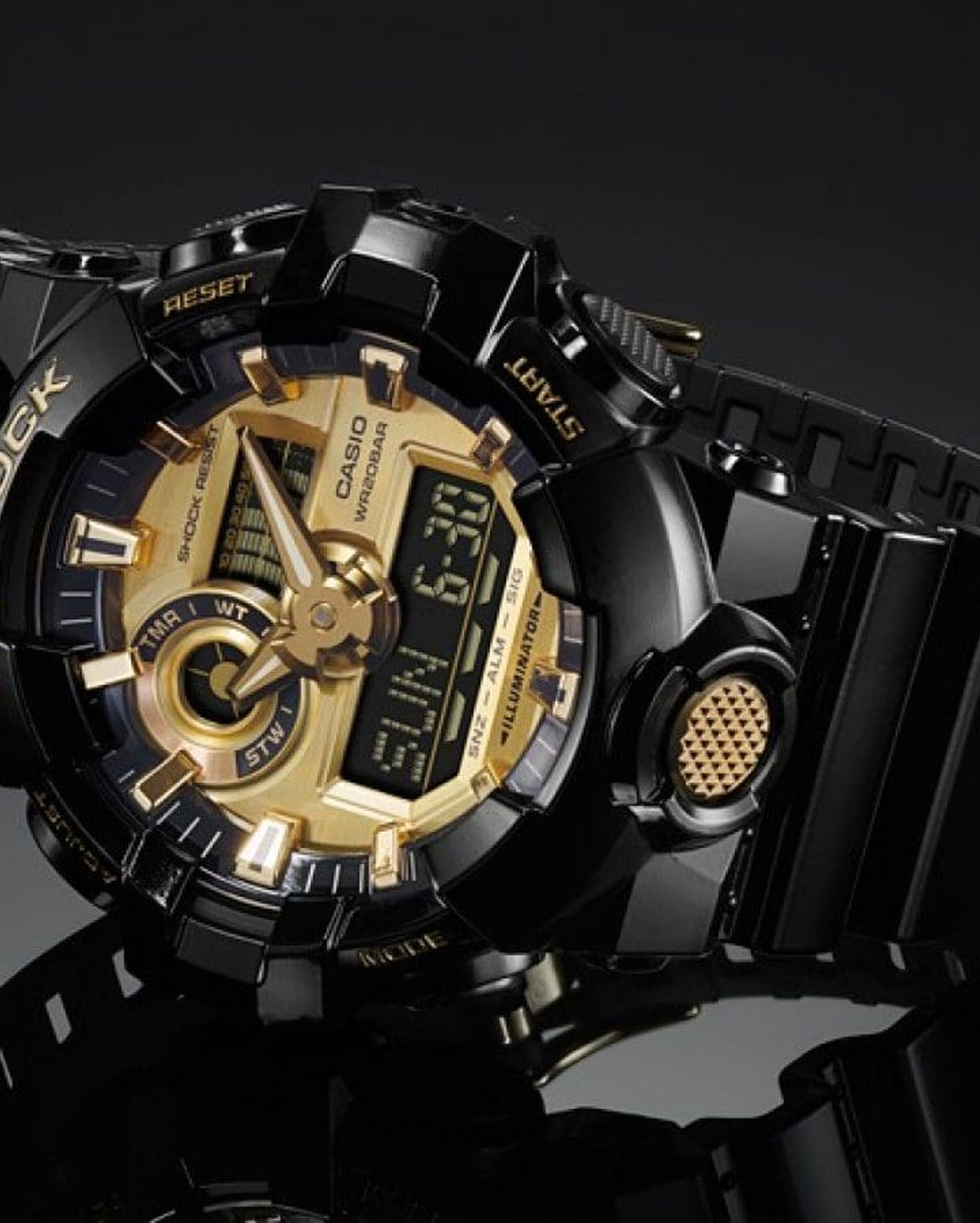G-Shock GA710GB-1ACR Mens Gold Watch | Black Gold