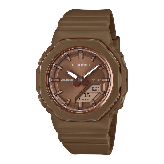 G-Shock GMAP2110B-5A watch, front view | Brown