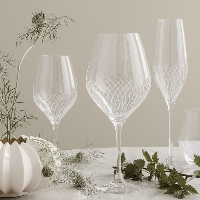 Holmegaard Cabernet Lines Red Wine Glass, Clear, 17.6 Oz, 2 Pcs.