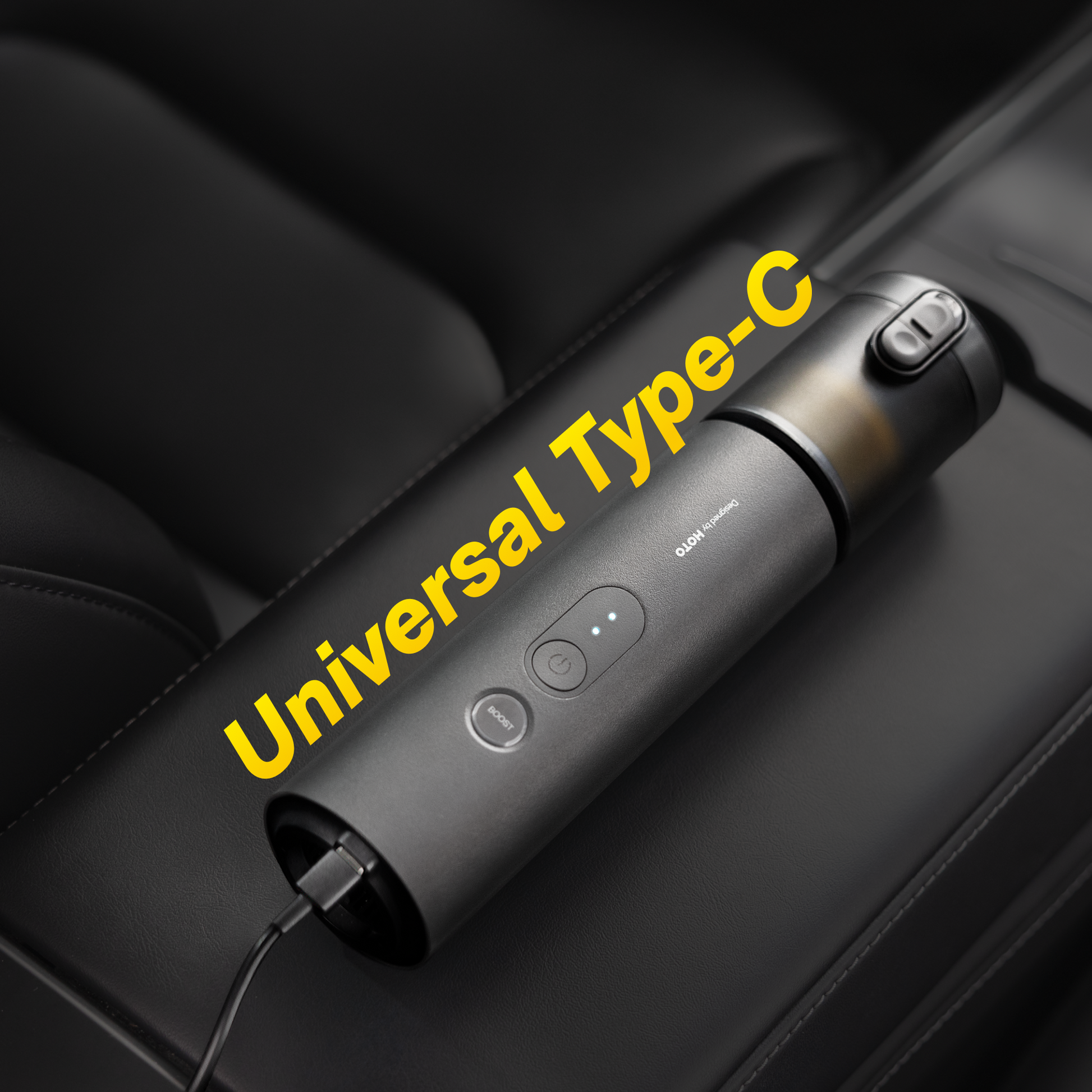 Black cylindrical device with 'Universal Type-C' text on a dark background HOTO-Autocare-Air-Duster-Vacuum-include