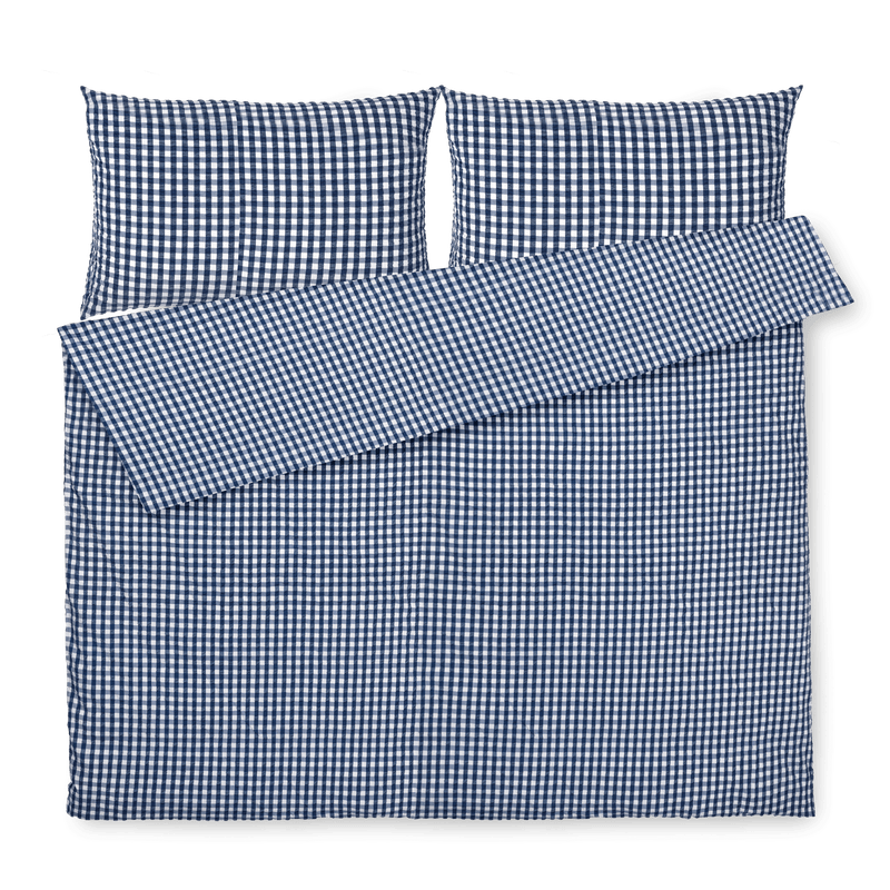 JUNA Bæk&Bølge Duvet Cover Set Dark Blue Checkered | Queen