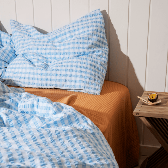 JUNA Bæk&Bølge Duvet Cover Set, White/Light blue
