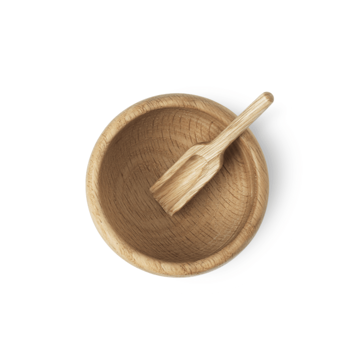 Kay Bojesen Menageri Salt Cellar With Spoon, Oak, H: 1.6"