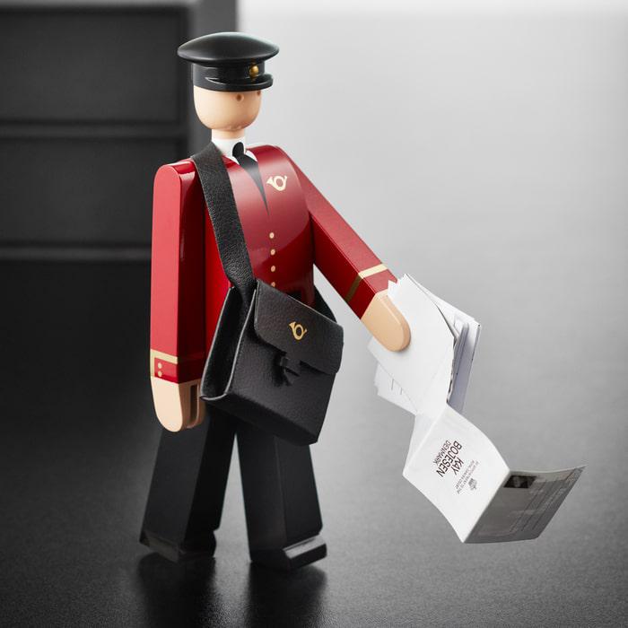 Kay Bojesen Postman, Black/Red, H: 7.9"