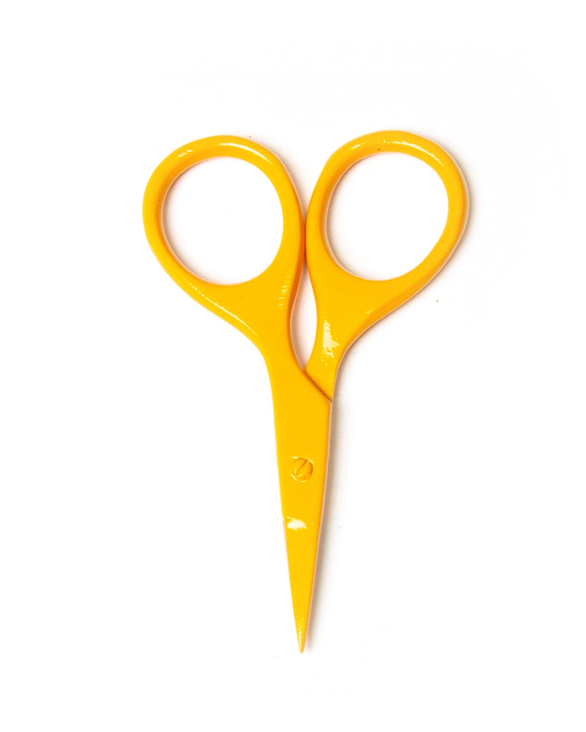 DEGEN Mini Scissors in Koi, shown closed with golden-yellow oval handles | Koi