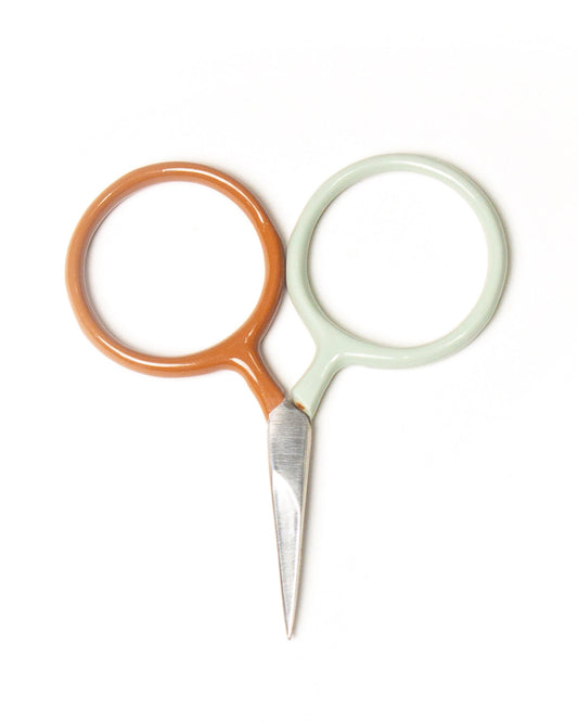 DEGEN Two Tone Circle Mini Scissors in Koi + Mist with orange and pale-green handles | Koi + Mist