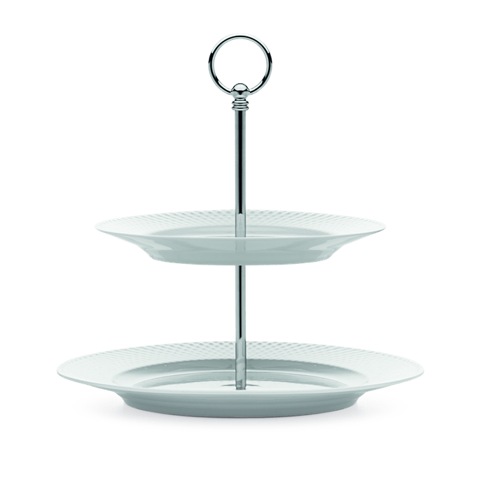 Lyngby Porcelæn Rhombe Etagere, White, H: 10.6"