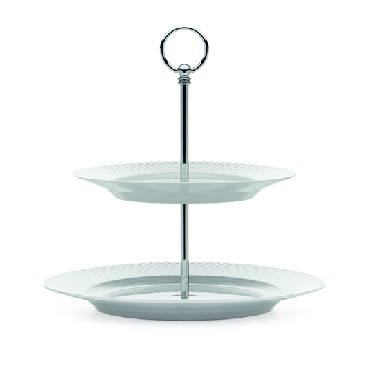 Lyngby Porcelæn Rhombe Etagere, White, H: 10.6"