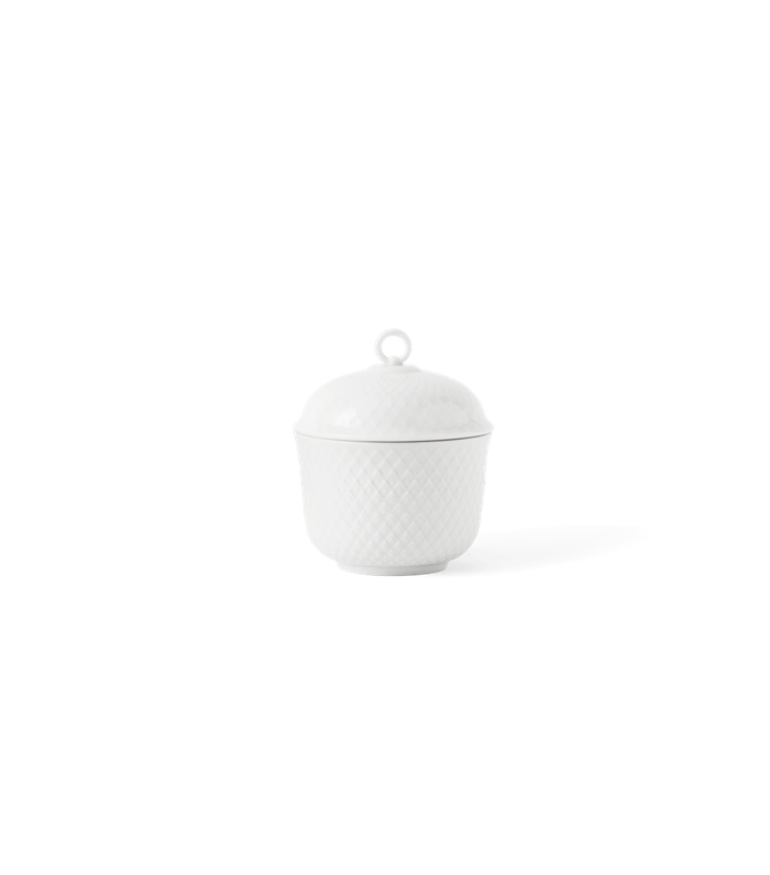 Lyngby Porcelæn Rhombe Sugar Bowl, White, H: 4.2"