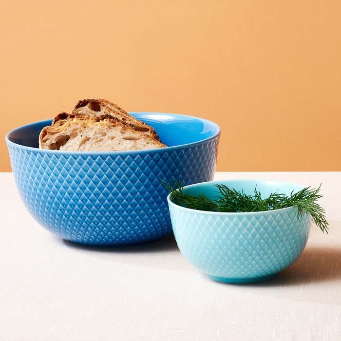 Lyngby Porcelæn Rhombe Color Serving Bowl, Blue, Ø: 6.9"