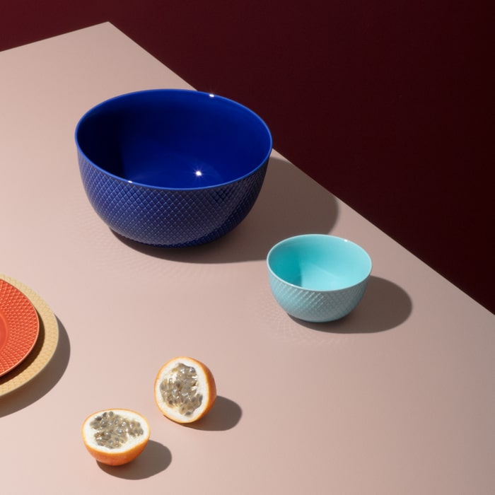 Lyngby Porcelæn Rhombe Color Serving Bowl, Dark Blue, Ø: 8.7